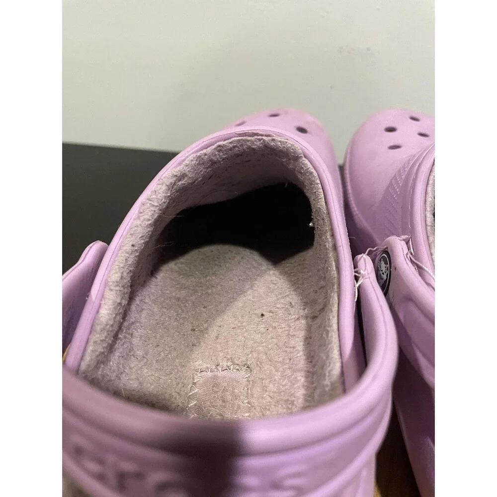 Crocs Classic Lined Clog Girls 2 Purple Faux Fur Warm Slip On Casual Winter